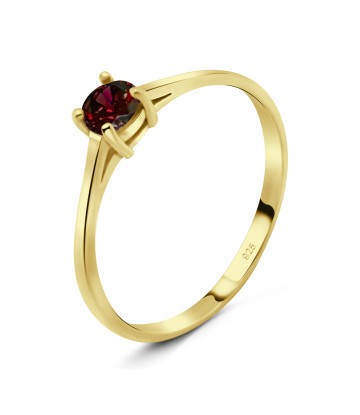 Gold Plate 4mm Garnet CZ Ring CSR-150-4-GP